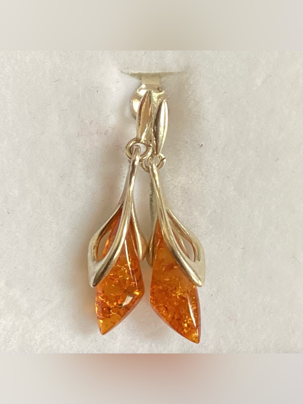 Sterling Silver Amber Stone TearDrop Earrings